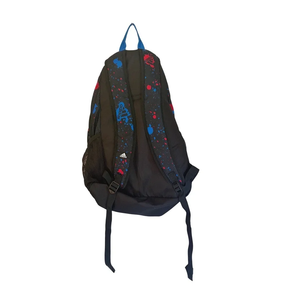 Adidas Young Creator Backpack Black Blue Red Paint Splatter Logo School Bag